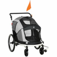 2-in-1 Pet Bike Trailer Foldable Bicycle Carriage Small to Medium Sized Dog Grey