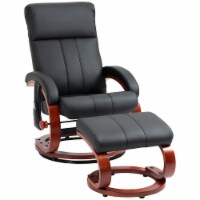 Faux Leather Recliner Chair with Ottoman w/ 10 Vibration Points & Remote, Black