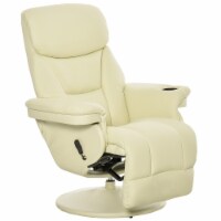 PU Leather Manual Recliner Armchair w/ Cup Holder Pocket for Living Room Cream