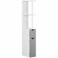 Bathroom Storage Cabinet Slim Freestanding Linen Tower Cabinet w/ Shelf Grey