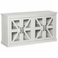 Rustic Kitchen Sideboard, Glass Door Buffet Cabinet, Coffee Bar, Stand White