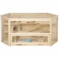 3-Tier Wooden Hamster Cage Gerbil Play Center, W/ Sliding Tray, Water feeder