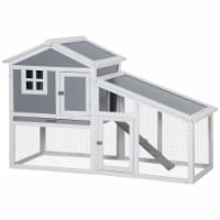 59  Wooden Rabbit Hutch Playpen Bunny House with Sunlight Roof Ramp Tray Grey