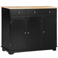 Modern Sideboard Buffet Cabinet with Adjustable Shelves and Drawers, Black