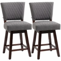 Swivel Bar Stools Set of 2 for Kitchen Counter Wood Legs Foot Rest, Dark Grey