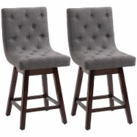Set of 2 Modern 25.5  Counter Height Swivel Bar Stool Chairs w/ Footrest, Grey