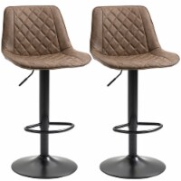 Bar Stools Set of 2, Counter Stools with Swivel Seat & Adjustable Height, Brown