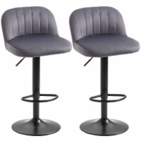 Adjustable Kitchen Bar Stools Set of 2, Bar Height Stool w/ Swivel Seat, Grey