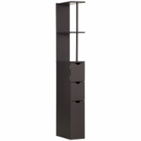 54  Tall Bathroom Linen 2-Tier Cabinet Shelf Storage Cupboard w/ Drawers, Brown