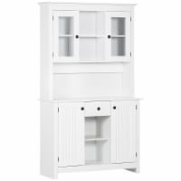 Freestanding Rustic 4 Door Buffet with Hutch Kitchen Pantry Cabinet Organizer