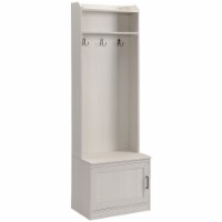 Rustic Hall Tree with Shoe Storage Bench, Entryway Bench with Coat Rack White