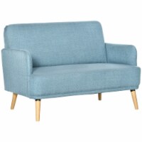 Loveseat Sofa Modern Love Seat Linen Fabric Couch for Small Spaces, Blue
