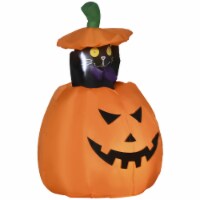4ft Inflatable Halloween Pumpkin with Lift Cat Blow-Up Outdoor Display w/ LEDs