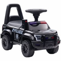 Police Car Toy with Megaphone, Ride On Sliding Car W/ Anti Fall Device Black