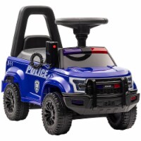 Police Car Toy with Megaphone, Ride On Sliding Car W/ Anti Fall Device Blue
