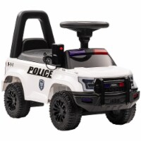 Police Car Toy with Megaphone, Ride On Sliding Car W/ Anti Fall Device White