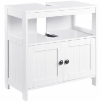 Pedestal Under Sink Cabinet w/ Doors, Bathroom Storage Organizer Unit, White