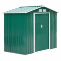 7' x 4' Outdoor Steel Tool Garden Shed Organizer w/ 2 Sliding Doors, Green
