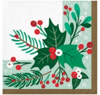 Party Creations Holiday Greenery Beverage Napkins Perspective: Main