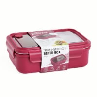 Manna Three-Section Bento Box - Raspberry Perspective: Main