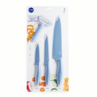 Core Home 4 Piece Color Coated Knives & Vegetable Peeler Set - Blue Perspective: Main