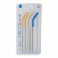 Core Home™ Stainless Steel Straws With Flex Tips and Cleaner Set Perspective: Main