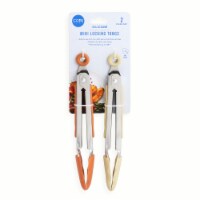 Core Home™ Silicone Mini Locking Tongs 2 Piece Set Orange/Cream Perspective: Main