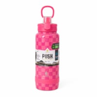 Manna™ Push™ Stainless Steel Bottle - Pink Checkers Perspective: Main