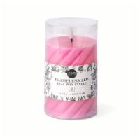 Core Home™ Small Flameless LED Swirl Pillar Wax Candle - Dark Pink Perspective: Main