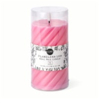 Core Home™ Medium Flameless LED Swirl Pillar Wax Candle - Dark Pink Perspective: Main