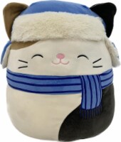 Jazwares Squish Brown and Black Calico Cat in Blue Scarf