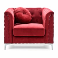 Pompano Burgundy Tufted Velvet Accent Chair