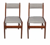 Cara Grey Rubber Wood Fabric Dining Chair with Brown Leg (Set of 2)