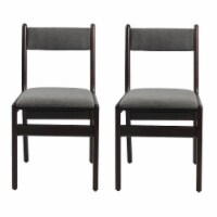 Cara Dark Grey Rubber Wood Fabric Dining Chair with Espresso Leg (Set of 2)
