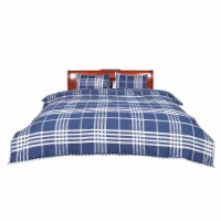 Banbury Plaid Navy And Ivory Cotton Twin Comforter Set
