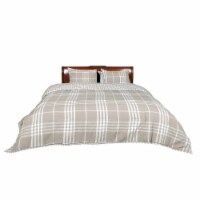 Banbury Plaid Linen And Ivory Cotton Twin Comforter Set