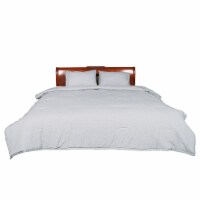 Railroad Stripe Grey And Ivory And Black Cotton Queen Comforter Set