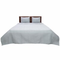 Solid Sateen Grey Cotton King Quilt Set