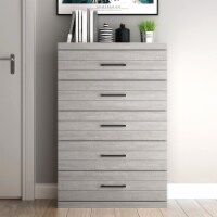 Hamsper 5-Drawer Dusty Gray Oak Chest of Drawers (46.4 in. × 16.1 in. × 30.7 in.)