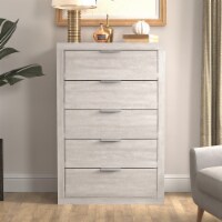 Harlowin 5-Drawer Dusty Gray Oak Chest of Drawers (46.4 in. × 16.2 in. × 30.7 in.)