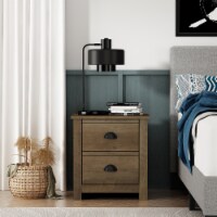 Geordano 2-Drawer Knotty Oak Nightstand (20 in. × 16.3 in. × 18.9 in.)