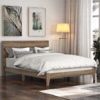 Payne Knotty Oak Wood Frame Queen Platform Bed with Headboard