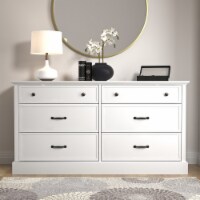 Xylon 6-Drawer White Dresser with Ultra Fast Assembly(30.8in.x58.7in.x15.7in.)
