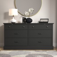 Xylon 6-Drawer Black Dresser with Ultra Fast Assembly(30.8in.x58.7in.x15.7in.)