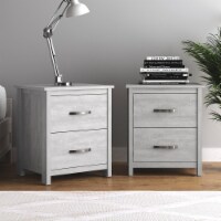 Layton 2-Drawer Dusty Gray Oak Bedside Table Nightstand(21.9in.×15. in.×19.1in.)(Set of 2)
