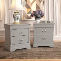 Louis Philippe 2-Drawer Gray Bedside Table Nightstand(21.5in.×15.8in.×24in.)(Set of 2)