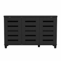 28 in. H x 45.3 in. W Black Wood Shoe Cabinet