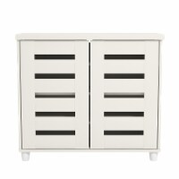 27.3 in. H x 30.7 in. W Ivory Wood Shoe Cabinet with Ultrafast Assembly