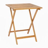 Martindale Solid Acacia Wood 24 Inch Square Portable Folding Patio Table with Slatted Top