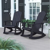 Wood Adirondack Rocking Chair With Rust Resistant Hardware In Black - Set Of 2